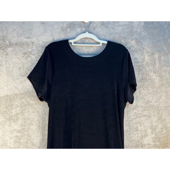 Chico's Dress Size XL Black Liquid Knit Back Tie Cocktail Preppy Holidays Party - Picture 2 of 6